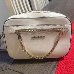 Michael Kors Cream Crossbody Bag with Gold Accents